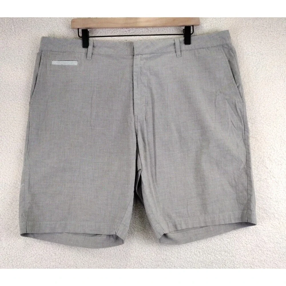 Linksoul Mens‎ 40 Gray Flat Front Performance Shorts Cotton Spandex Golf Casual